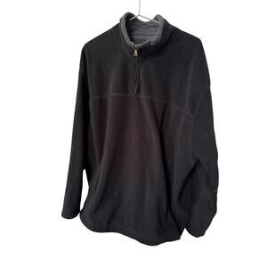 St Johns Bay Mens 2XLT Black Fleece Pullover 1/4 Zip Outdoor Mock Neck Tall